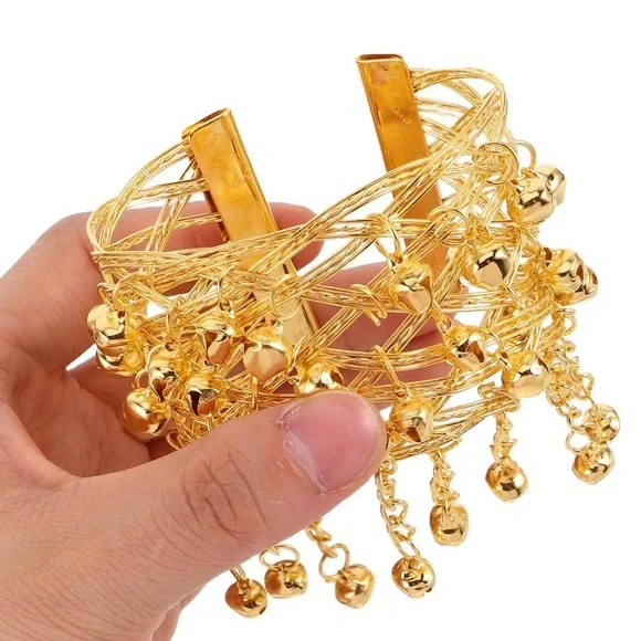 Chic Gold Mesh Bracelet with Dangling Beads - Picture 6 of 9